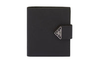 PRADA Saffiano Leather Card Clip Wallets Women's Black