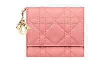 DIOR Lady Dior Soft Lambskin Clutches Card Holder Wallet Women's Light Pink