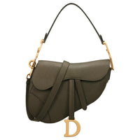 DIOR Saddle Calfskin Saddle Bag, One Shoulder Handbag Women's Khaki