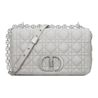 DIOR Soft Cow Leather Shoulder Bag, Crossbody Bag Medium Size Women's Mist Gray