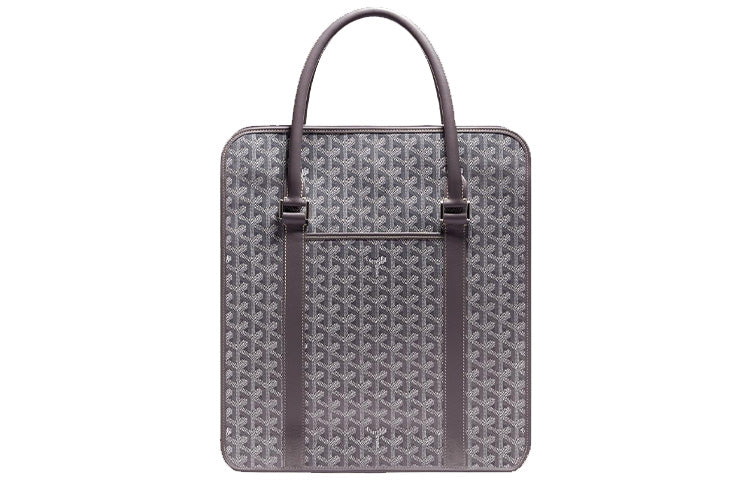 GOYARD Bourgogne Canvas With Leather Handbag Unisex Gray