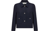 DIOR Quarterly New Products Cropped Coats Women's Blue