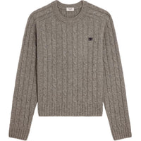 CELINE Triomphe Logo Embroidered Cableknit Sweater