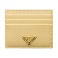 PRADA Leather Card Holder Women's Vanilla Yellow