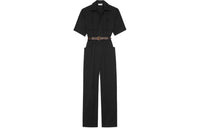 SAINT LAURENT Belted Short Sleeved Jumpsuit