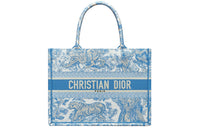 DIOR BookTote Canvas Canvas Bag Tote Bag Shopping Bag Handbag Medium Size Women's Cornflower Blue