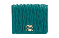 MIU MIU Nappa Leather Card Holder Wallet Small Size Women's Peacock Blue