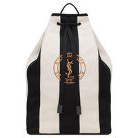 SAINT LAURENT Canvas Shoulder Bag Unisex Black With Soft Cream