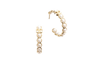 CHANEL Metal Artificial Pearl Earrings Women's Gold