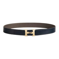 HERMES Calfskin Leather Belts Women's Black Width: 3.2CM