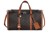CELINE Cow Leather Puppy Travel Bag Unisex Tawny