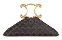 CELINE Triomphe Calfskin Triangle Bag Clutch Handbag Women's Tawny