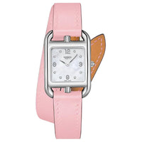 HERMES Wrist Watch Quartz Movement Cowhide Strap 23*31mm White Dial Women's Watch