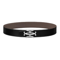HERMES Leather Leather Belts Unisex Gray/Black Width: 3.8cm