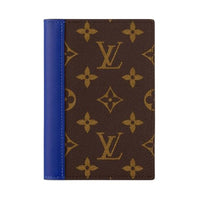 LOUIS VUITTON Leather Card Holder Women's Blue & Brown