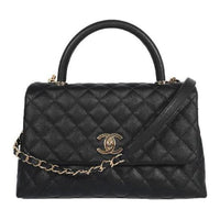 CHANEL COCO Handle Cow Leather Shoulder Bag Crossbody Bag Handbag Medium Size Women's Black