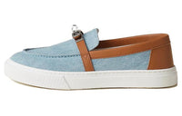 HERMES Game Loafers Women's Light Blue