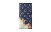 LOUIS VUITTON Brazza Coated Canvas Cow Leather Patchwork Trim Wallet Regular Men's Ink Blue