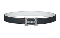 HERMES Leather Belts Women's Dark Blue/White