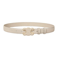 CELINE Solid Color Design Leather Belts Women's Beige -