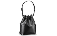 LOUIS VUITTON Cow Leather Bucket Bag Women's Black