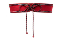 SAINT LAURENT Contrast Trim Belt Women's Red Width 6.5CM