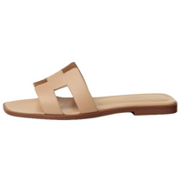 HERMES Oran Slide Slippers Women's Light Brown
