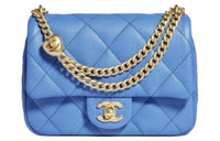 CHANEL Grained Cow Leather Chain Bag Shoulder Bag Crossbody Bag Women's Blue