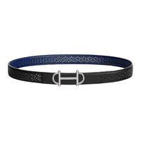 HERMES Calfskin Leather Belts Women's Black Width 2.4CM