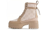 LOUIS VUITTON Laureate Ankle Boots 6cm Women's Ecru