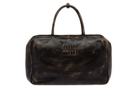 MIU MIU Nappa Soft Sheepskin Bowling Bag Handbag Women's Sand/Coffee