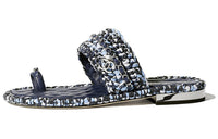 CHANEL Slide Slippers Women's Blue Black