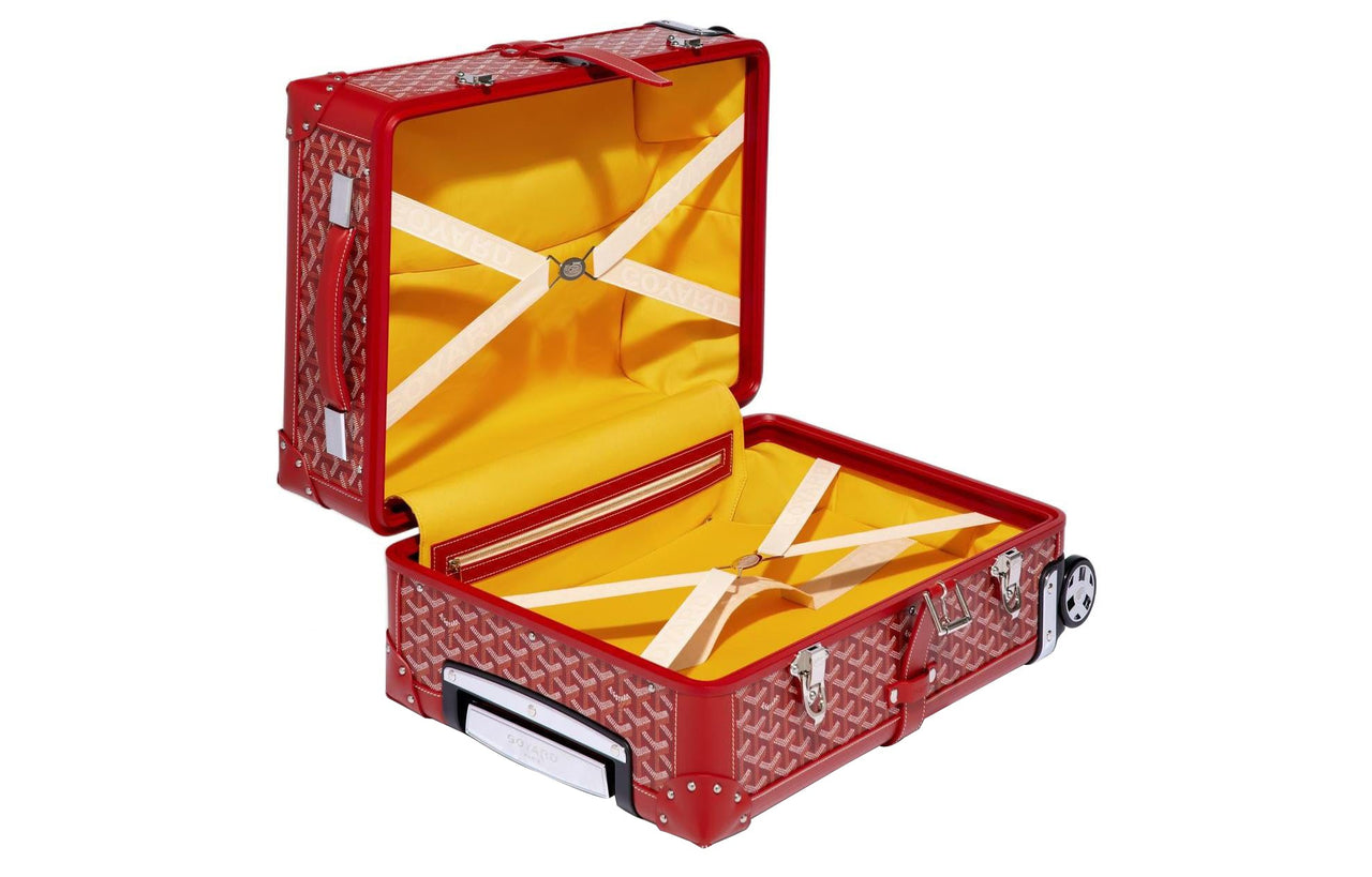 GOYARD Bourget Canvas With Leather Trolley Bag Women's Red