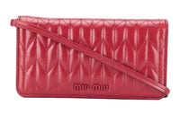 MIU MIU Leather Handbag Crossbody Bag Mini Women's Red