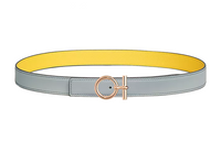 HERMES Double-Sided Design Leather Belts Women's Yellow/Blue Width 2.4CM