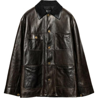 PRADA Leather Jacket Men's Olive Green