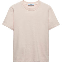 PRADA Solid Color Rear Logo Embroidered Crew Neck Short-Sleeved T-Shirt Women's Peach