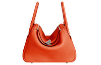 HERMES Lindy Little Bull Leather Handbag Shoulder Bag Women's 9J Feu Flame Orange