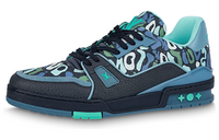 LOUIS VUITTON Trainer Low Top Stylish Skateboarding Shoes Men's Camouflage Blue