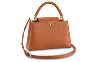 LOUIS VUITTON Capucines Ostrich Leather Capusin Shoulder Crossbody Handbag Medium Size Women's Dark Brown