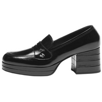 CHANEL 24K Chunky Heel High Heels 7.5cm Women's Black