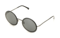 CHANEL Metal Round Sunglasses Women's Silver