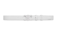 CELINE Badge Smooth Mouth Design Leather Belts Women's White Width  2.5cm