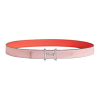 HERMES Calfskin Leather Belts Women's Rose Cherry Blossom/Orange Field Width 2.4CM
