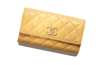 CHANEL Sheepskin Wallet Women's Yellow