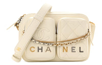 CHANEL 23P SS Calfskin Camera Bag One Shoulder Handheld Crossbody Bag Small Size Women's White