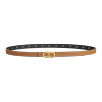 HERMES Calfskin Gold-Plated Leather Belts Women's Black 1.3cm