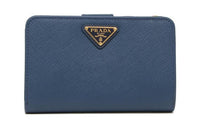 PRADA Saffiano Leather Wallet Small Size Women's Blue