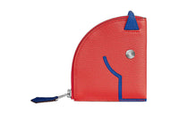 HERMES Mysore Goat Skin Wallets Coin Purses Women's Orange Red/Electric Blue