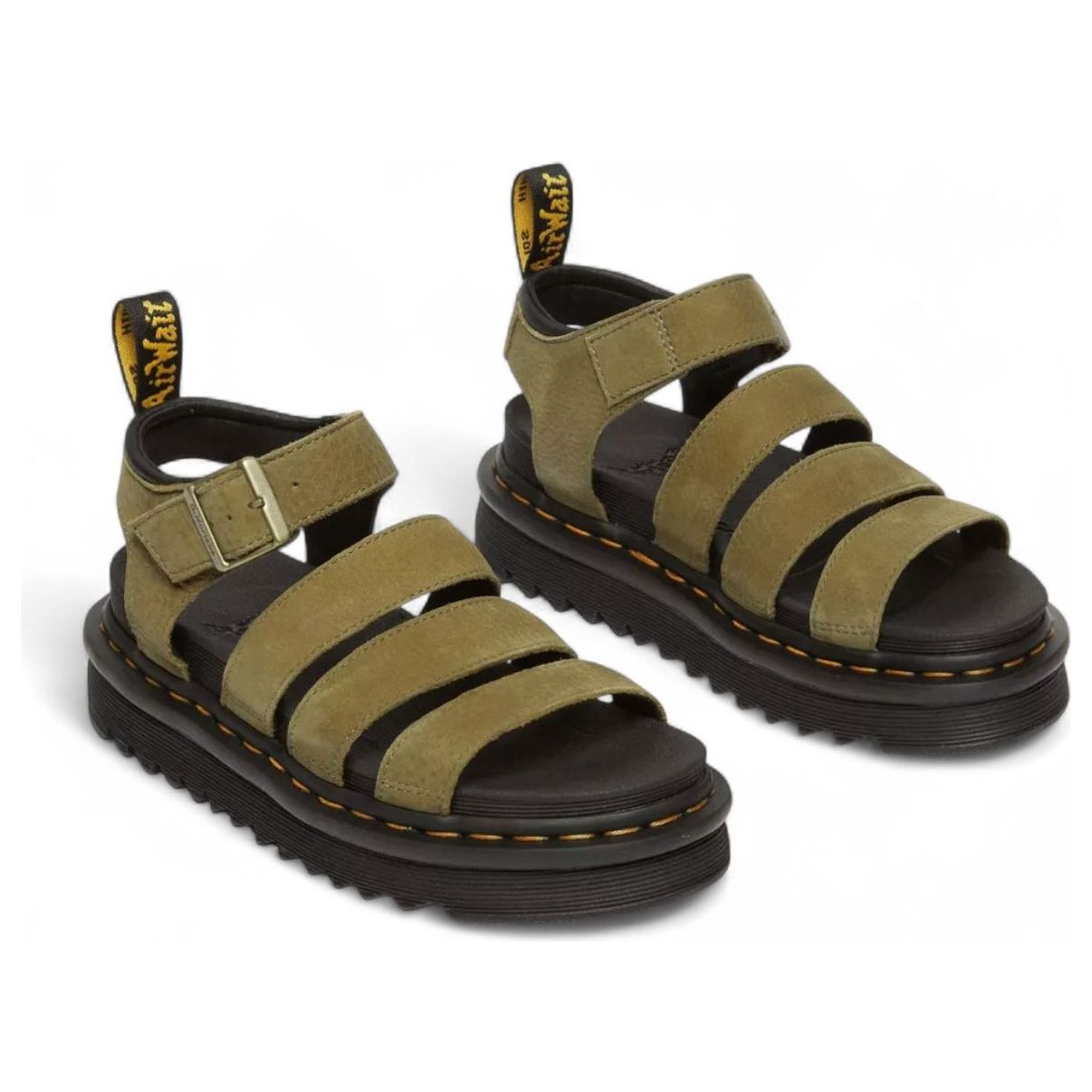 (WMNS) Dr. Martens Blaire Tumbled Nubuck Sandals 'Muted Olive' 31735357